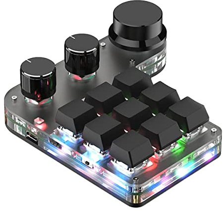 Deger Mekaniskt programmerbart tangentbord, 9 3 handtag tangentbord makro programmerbart RGB tangentbord för Bluetooth-spel Hotswap