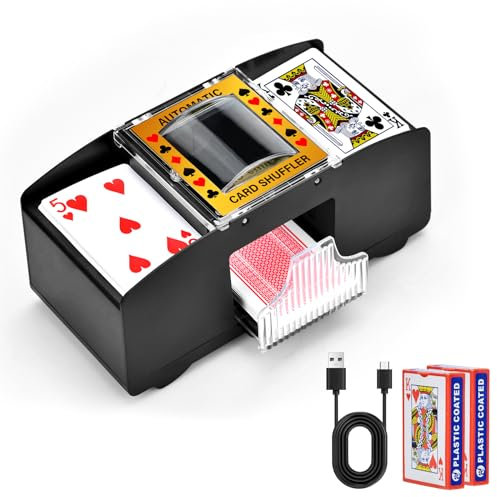 KINGOZOYI Kartenmischmaschine Elektrische 2 Decks, kartenmischer mit 2 Poker für UNO, Poker Spielkarten-Händler