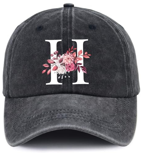 Cute Birthday Gifts for Women, Mom, Girls, Classic Alphabet Letter H Wedding Bridesmaid Baseball Cap, Christmas Mother's Day Hats for Mama Grandma