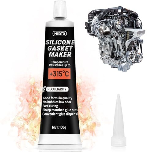 Miioto Pasta Juntas Motor, Pasta de Juntas Motor, Silicona Negro, Pegamento Alta Temperatura, Resistente a Las Vibraciones, Sellador de Juntas para Automoción, Sellador Apto para Coches Motos-100ml