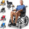 Silla De Ruedas De Transporte Liviana Plegable,Capacidad De Carga 150 Kg,Silla De Ruedas Ligera Y Plegable con Freno De Tambor,con Autopropulsión,Silla De Ruedas De Viaje Black