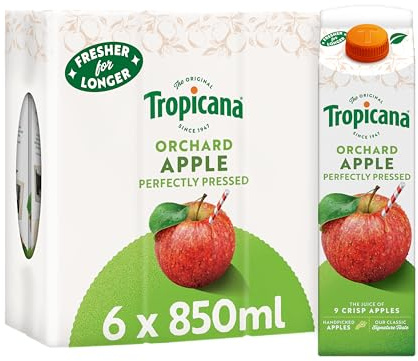 Tropicana - Long Life Pure Pressed Apple Fruit Juice with Vitamin C - Long Shelf Life Apple Juice - Breakfast Drink, Fresh Drink, Drinks Multipack - 6 x 850ml