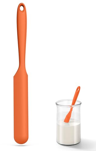 U-Taste Spatola in silicone per barattoli: raschietto flessibile resistente al calore a 315 ℃ con manico lungo e sottile per raschiare salse mescolare pasta madre, per piccoli contenitori (Arancione)