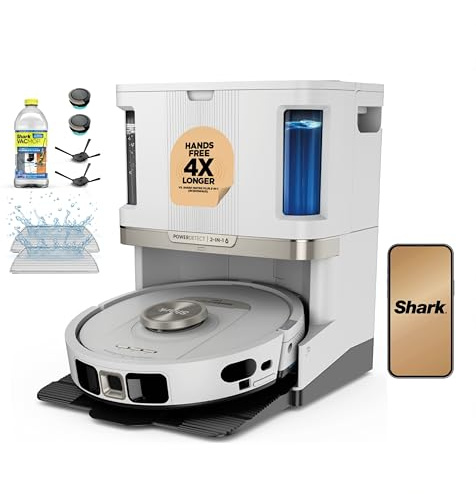 Shark Robot Vacuum & Mop Combo, PowerDetect NeverTouch Pro, Pad Wash & Dry, 60-Day Debris Capacity, 5PowerDetect Technologies,White,AV2800ZE, for Carpets & Hardfloors