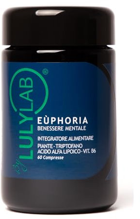 LULYLAB Euphoria - Integratore Nutraceutico per Umore, 60 Compresse - Contro Ansia e Stress con Griffonia, Rodiola, Zafferano, Triptofano, Biancospino e Vitamina B6