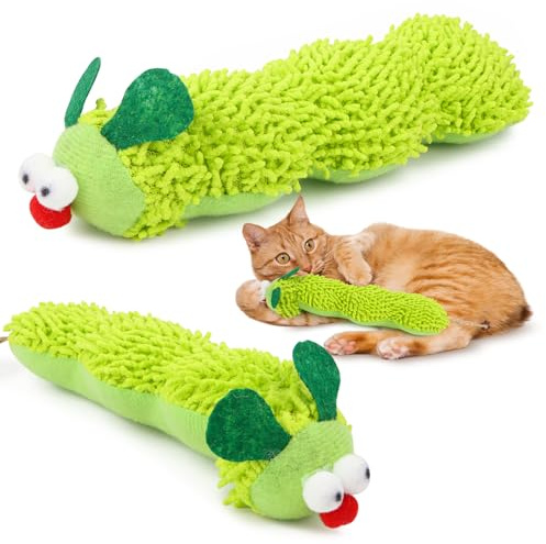 SUPRROW Kattmynta leksak för inomhuskatter, katt tuggleksak för alla raser kattunge, bitbeständiga kuddar mjuk larv design leksaker för katter husdjur tuggning, lek