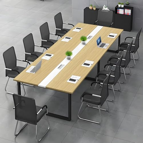 Grande Table de réunion – Bureau conférence pour 6 à 12 Personnes – Design Bois élégant – Installation Simple – Idéale pour Bureau, coworking, séminaires, écoles – (Chaises Non incluses)