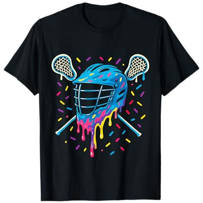 Lacrosse Drip Ice Cream Sprinkles Lacrosse Helmet Drippy T-Shirt