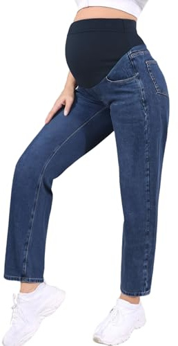 Yhong graviditetsjeans gravida denim jeans byxor över magen bekväm stretch denim byxor för gravida kvinnor