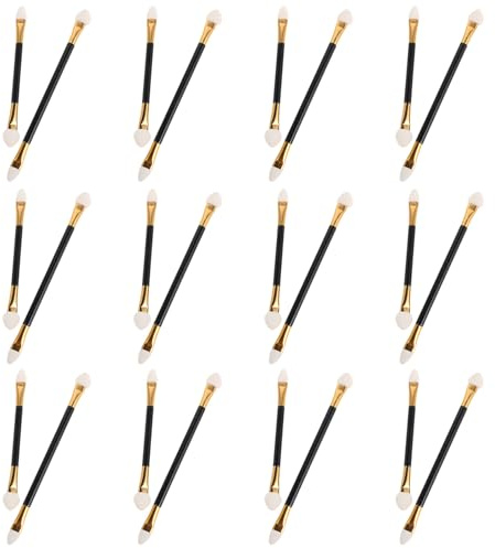 BAZEITFLOW Pinceles de Sombra de Ojos de Doble Punta Aplicador de Esponja Reutilizable, Tamaño Mediano y Grande, 24 Unidades para Maquillaje Profesional y Uso Diario