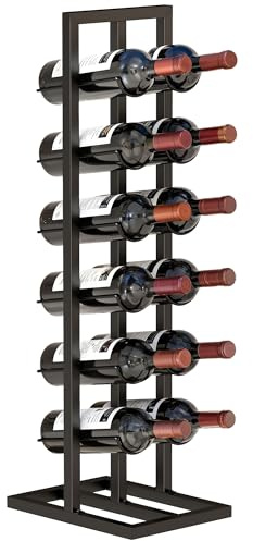 HOMCOM Portabottiglie da Terra per 12 Bottiglie Vino, Salvaspazio, Nero