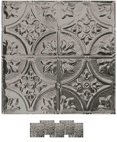 American Tin Ceilings [5-Pack Kit] Nail-Up Metal Tiles in Pattern #2 Nail-Up and Color Unfinished. 24 x 24 [20 sq ft] Genuine Tin | Made in The USA | Model: n-p02-raw