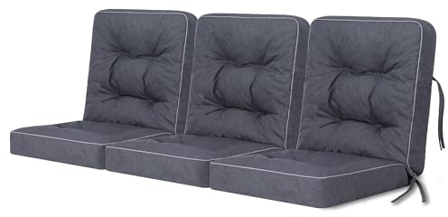 Bjird Bankauflage für Gartenmöbel, Gartenbank, Polsterauflage für Hollywoodschaukel, Auflagen für Gartenschaukelkissen, Sitzkissen, Stuhlauflage, Indoor/Outdoor - Navyblau - 150 cm (3 x 50 cm)