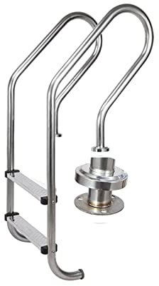 Lsoiup Échelles de Piscine pour piscines creusées avec Base de Montage Rapide, Marche de Piscine Robuste en Acier Inoxydable 304, capacité de Poids de 200 kg