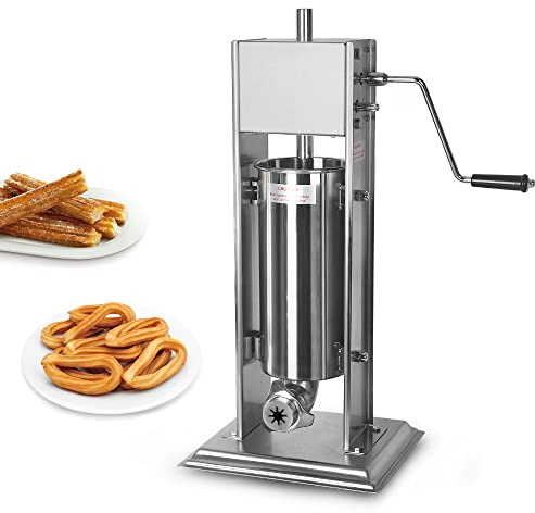 Máquina manual comercial vertical Churros Maker Donut de acero inoxidable 5 litros y 4 boquillas Churros