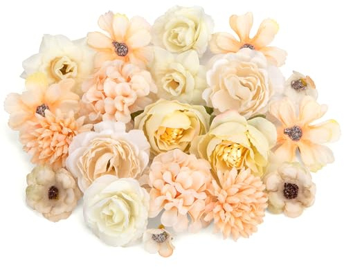 Heveer Fiori Finti Artificiali Teste di Fiori Simulati Teste di Fiori di Seta per l'Artigianato Fai Da Te Matrimonio Festa Decorazioni 20 Pezzi Giallo