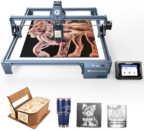 SCULPFUN S9 La~ser Engraving Machine with TS1 Touchscreen, High Precision DIY Engraving Cutting for Wood, 90W Effect Engraving, Precise Focus, Cutter Engraver Area 410x420mm