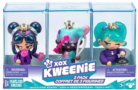 XOX Kweenie Collection Fearless Kweens Figurine Premium et Vitrine, Jouet à Collectionner de 10 cm, 3 Figurines, Chaque Kween est Unique
