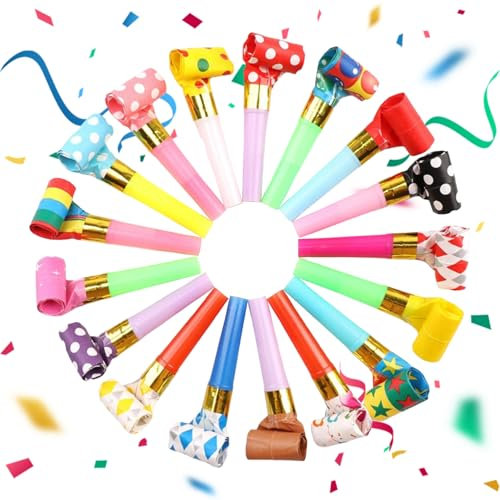 20 Stück Tröten Kindergeburtstag Tröte Bunte Pfeife Partytröten Luftrüssel Kinder Jubel Partytröten Tröten für Kinderspielzeug Party Krachmacher Party Hörner Funny Whistles Gebläse Geburtstagsfeiern