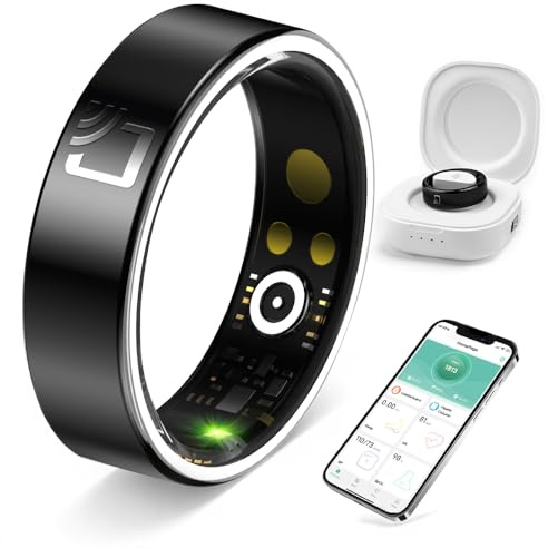 Ceramic Smart Ring for Men Women -Sleep Tracker Ring with Heart Rate Monitor,Blood Oxygen, Blood Pressure and pedometer Ring, 8 Sport Modes Fitness Tracker, IP68 Waterproof with 5-day Battery Life