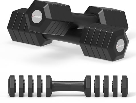 Ensemble d'haltères réglables, ensemble de poids à main 4 en 1 pour femmes et hommes, paire d'haltères de 5,44 kg chacun, 0,9 kg, 1,36 kg, 1,81 kg, 2,27 kg, 2,72 kg ensemble d'haltères - Noir