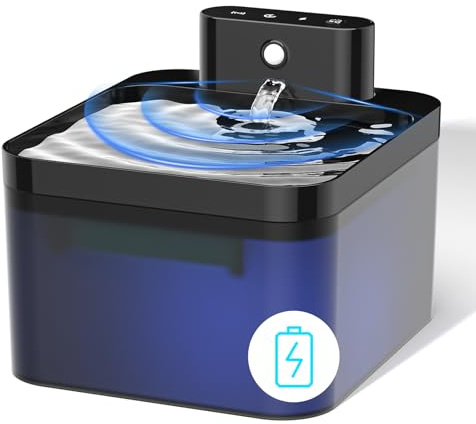 Fontanella per Gatti Senza Fili, Diealles Shine 2.2L Fontanella per Gatti con Sensore di Movimento, 4000mAh Fontana per Cani