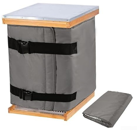 Cubierta de colmena de invierno con características resistentes al viento y al agua, hecha de tela Oxford 600D diseñada para aislar y proteger las colonias de abejas