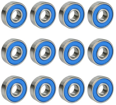 Pack 12 Rodamientos Sellados ABEC 9 (8x22x7 mm) — Rodamientos Skate Acero Inoxidable, Rodamientos de Bolas para Skateboards, Patinetes, Longboards y Fidget Spinners
