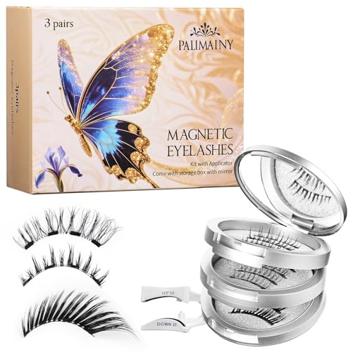 magnetic eyelashes,magnetic eyelashes with applicator,3pairs,3styles，natural look,wispy,butterfly
