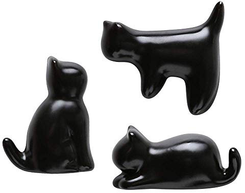 Calamite frigorifero, Calamite da frigorifero in ceramica per gatti carini e decorative, piccole magneti da cucina, Magnete calamita da Parete, per frigorifero, ufficio, per lavagna, set da 3 (nero)