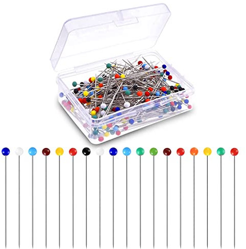 CZ Store mehrfarbige Stecknadeln | 250 STK Runde Glasköpfe, langlebiges Zubehör zum Nähen - Kurzwaren für Schneiderei, Stickerei