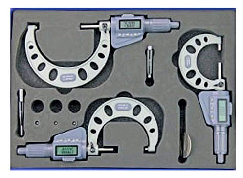 MIB Digital-Bügelmessschraube mit Friktionsratsche, Messweg 35 mm zur AUSWAHL: 0-100 mm / 3tlg. Set