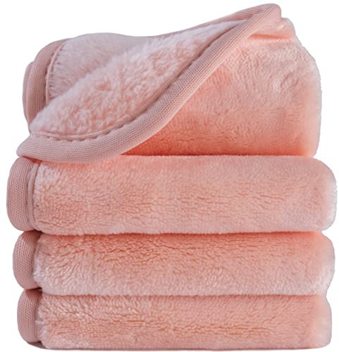 Polyte - Premium-Abschminktuch aus Mikrofaser - hypoallergen & frei von Chemikalien - Mikrofaser-Fleece - 4 Stück (20x20 cm, Rosa)