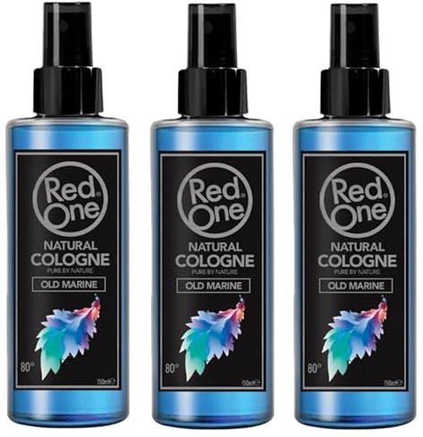 RedOne Aftershave Natural Barber Cologne Old Marine 3x150ml | Fresh Aquatic Scent | Long Lasting Fragrance for Men | Premium Barber Aftershave Cologne Spray | 3 PCS