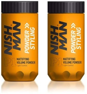 NISHMAN Haarstyling Puder P1 - Mattifying Volume Light Control 20g + 20g - Maximaler Volumenboost und Textur - Perfektes Haarstyling Puder für Flexiblen Halt und Mattes Finish - 2 Stück