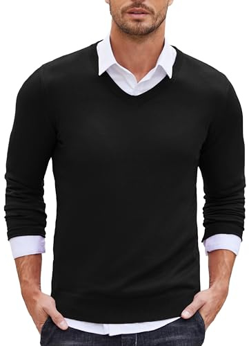 Coofandy Pull | Coupe ajustée, légère et douce, mode automne-hiver, solide, décontracté, classique et vintage, ourlet et poignets côtelés