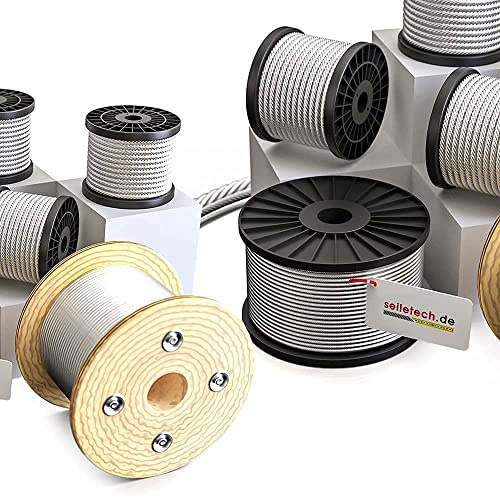 Seiletech.de Rep av rostfritt stål | 4 mm | 50 m | rostfritt stål AISI 316 inox | 7 x 7 mjuk | rostfritt stålrep | industri segling transport klättring räcke skogsbruk klättring
