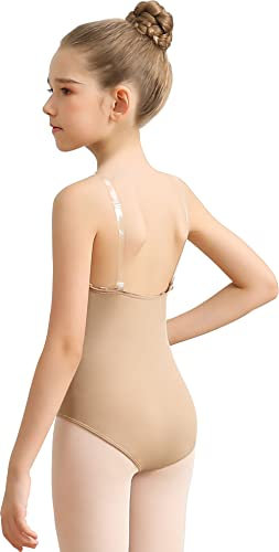 Mulnall Turnanzug Mädchen Ballettanzug Ballett Damen Nahtlose Ballettanzug Tanzen Unterwäsche für Kinder und Erwachsene Nude(8A12)