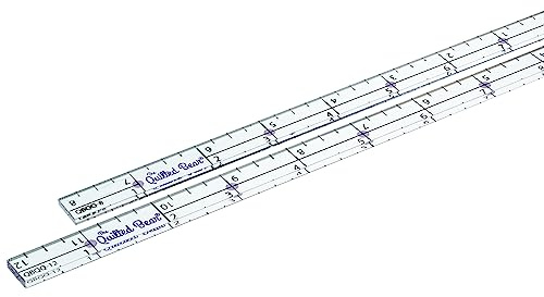 The Quilted Bear Quilter's Quarter Multipack - Transparent Acrylic Non Slip Quarter Inch Quilting, Patchwork & Sewing Rulers with ¼, ½, and 1 Markings (8 inch & 12 inch)