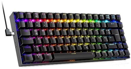 Redragon Mechanische Gaming Tastatur, RGB 75% Mechanische Tastatur mit Hot-Swappable Rote Linear Switches,85 Tasten Programmable QWERTZ Layout Tastaur K629