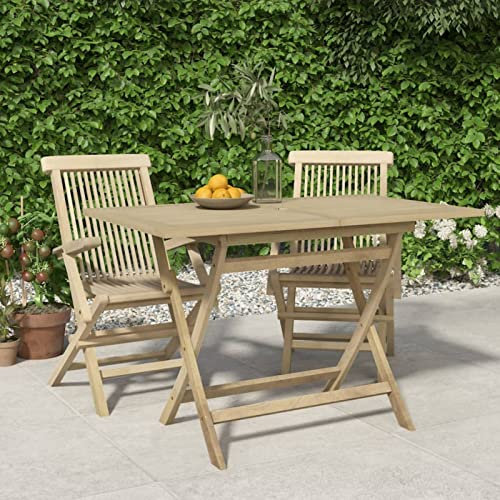 CIADAZ Gartentisch, Buffettisch, Garten Esstisch, Multifunktionstisch, Terrassentisch, Picknicktisch, Spieltisch, Flohmarkttisch, Klappbar Grau 120x70x75 cm Massivholz Teak