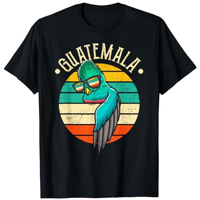 Quetzal Guatemalteco Pájaro Con Gafas De Sol Retro Guatemala Camiseta