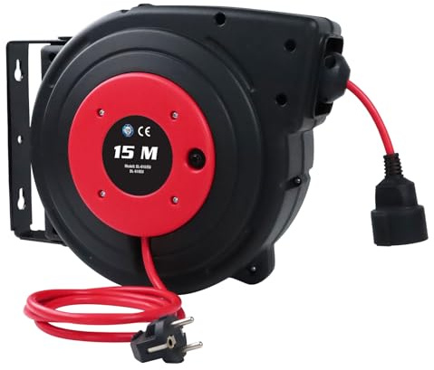 Ultra Explorer Kabeltrommel 15m+2m, 2300W Kabeltrommel, wandmontiertes Verlängerungskabel, automatische Wicklung, 180° Rotation, TÜV-Erkennung, inkl. Installationsmaterial