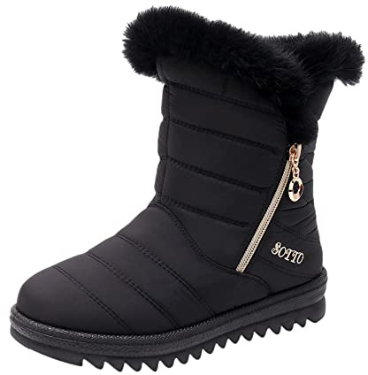 Bottes De Neige Femme Hiver, Outdoor en Plein Air pour Femmes Bottines De Neige Bout Rond Chaude Gothique Grande Largeur Barefoot Shoes Imperméables Anti-Dérapant Doublure en Fourrure Chaussures
