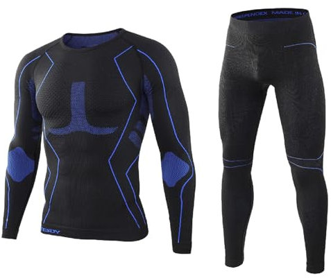 KONG JIMFAN Thermounterwäsche Herren Schlafanzug Herren Lang Lustig Long Underwear Men Reitleggings Funktionsunterwäsche Herren Lang Langarm Unterhemd Herren Schneehose Gr 164(Schwarz,M)