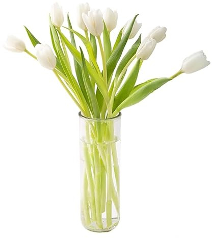 KaBloom-10 White Tulip Bouquet,Flowers for Valentine, Mother's Day