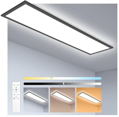 Oraymin Lámpara de Techo LED Panel Dimmable 120x30CM con Control Remoto, 36W 3960LM, Panel de Techo con Función de Memoria, 3000K-6500K, Luz de Día, para Cocina, Oficina, Garaje, Sala de Estar