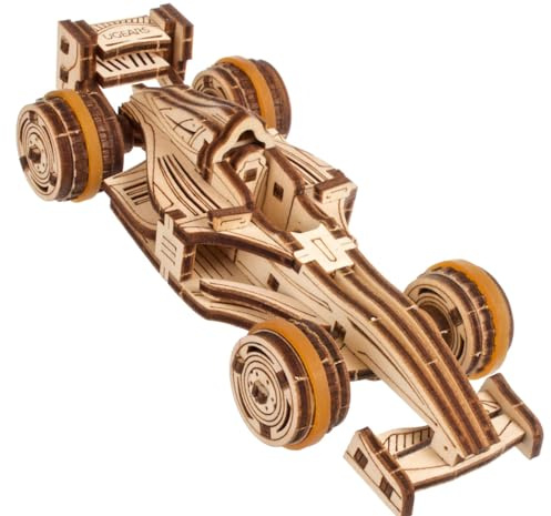 UGEARS Compact Racer Puzzle 3D per Adulti - Kit di Modellismo - Passatempi con Puzzle in Legno per Uomini - Rompecabezas 3D per Adulti - Kit di Modello in Legno da Costruire