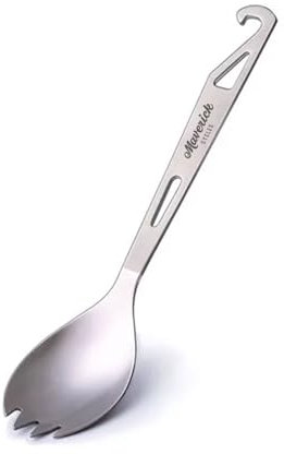 Maverick Cycles Titanium 3 in 1 Ti Spork, Spoon, Fork and Bottle Opener Combo, Camping Utensil Outdoor Hiking Backpacking Picnic, Small, Matte Silver