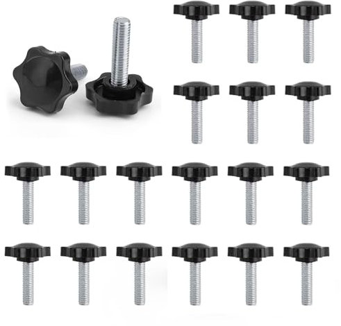 Vite con Manopola M8 x 40 MM, 20 Pezzi Vite a Stella M8, Forma Stella Maniglia Impugnatura Vite, Impugnatura Comoda, adatte per Macchinari, Industria e Attrezzature (Nero) 0XBIT